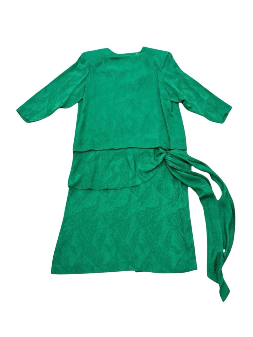 Vintage 90s Silk Studio Green Silk Wrap-Style Dress Shoulder Pads